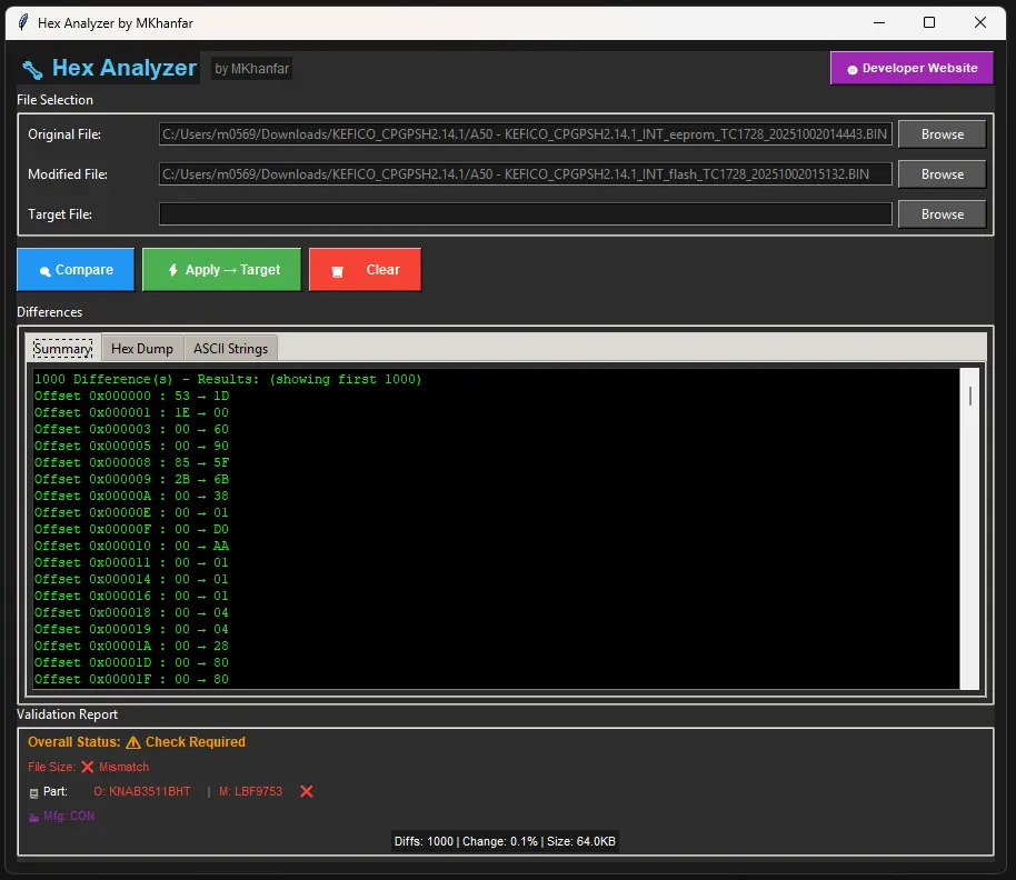 Hex Analyzer Interface